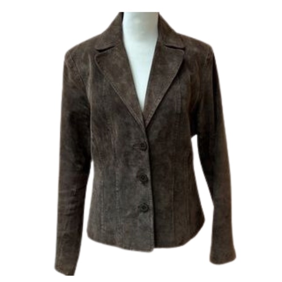 Jones NY genuine suede jacket. Brown. 100% leather shell. Fully lined. Size M - Picture 1 of 10